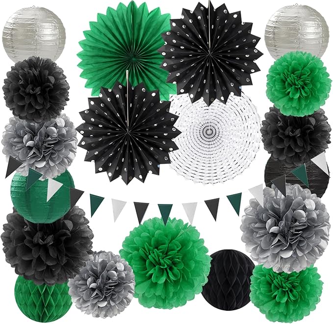 Black Green Silver Football Party-Decorations by Burgleda