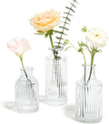 ComSaf Glass Bud Vases Set of 3, Small Flower Vases in Bulk, Mini Ribbed Vases by ComSaf