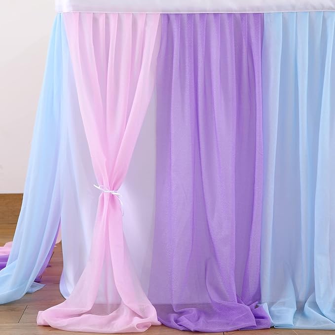 6ft Pink Blue Purple Tulle Table Skirts - Image 8