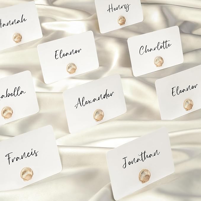 UNIQOOO 24Pcs Decorative Gold Shell Place Card Holders Bulk, Scallop Name Card - Image 3