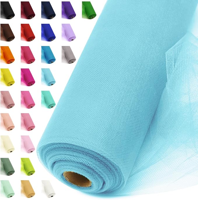 54" by 20 Yards Blue Tulle Fabric Rolls by AblemeDeco