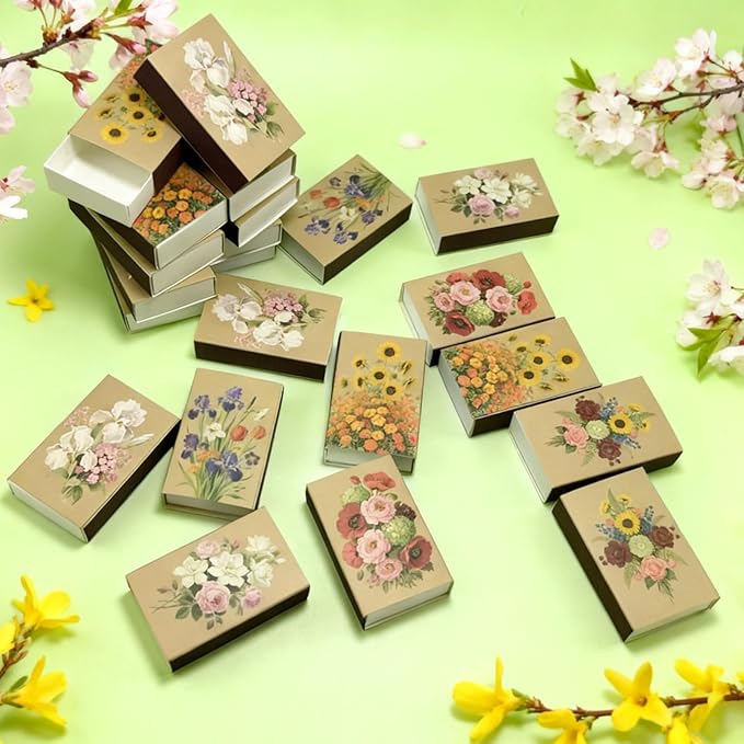 60pcs Flower Match Boxes, 2.25x1.42x0.59in Bulk Fall Spring Floral DIY Light - Image 7
