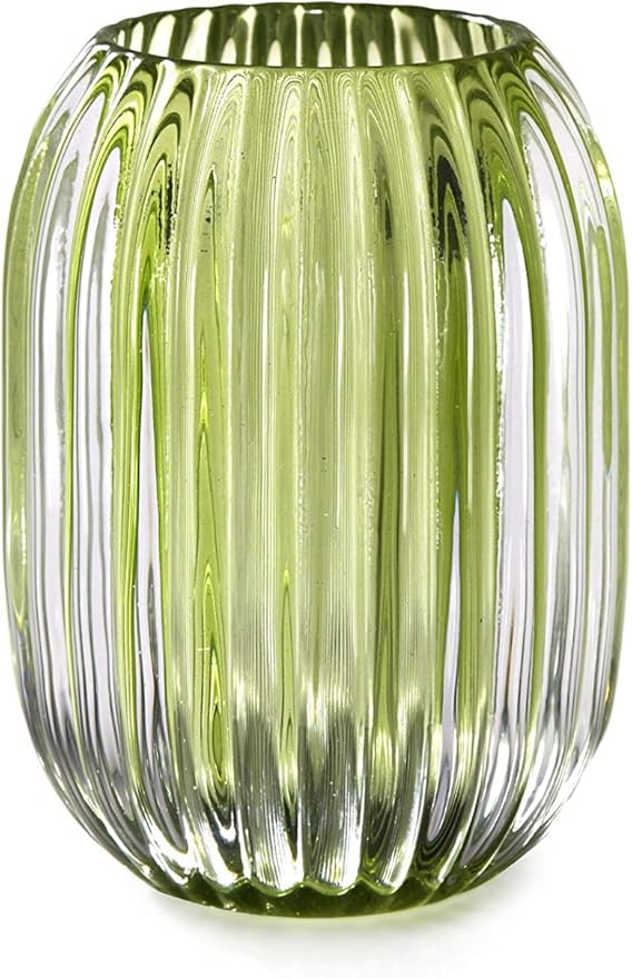 Serene Spaces Living Green Optical Glass Votive Holder, Measures 5" Tall and by SereneSpacesLiving