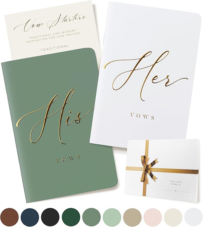 ARTESORI Wedding Vow Book for Her & Him, Soft Touch, 28 Lined Pages, Wedding by Artesori