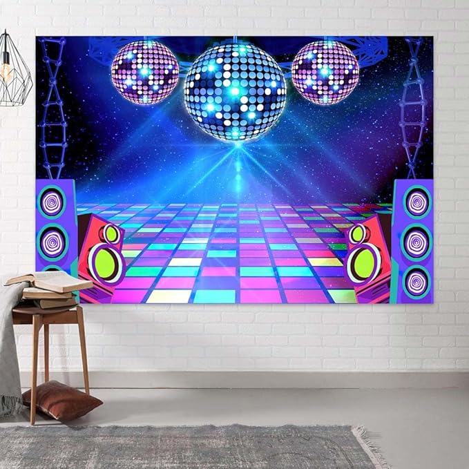 Disco Backdrop 7 x 5 ft Retro Glow Party 70s 80s 90s Theme Stage Dance - Image 4