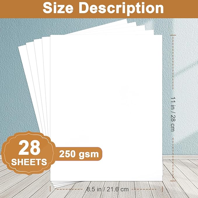 28 Sheets Bright White Cardstock 8.5 x 11 Certificate Paper, 92lb/250gsm White - Image 2