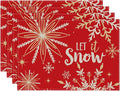 Artoid Mode Red Snowflake Let It Snow Winter Placemats by ArtoidMode
