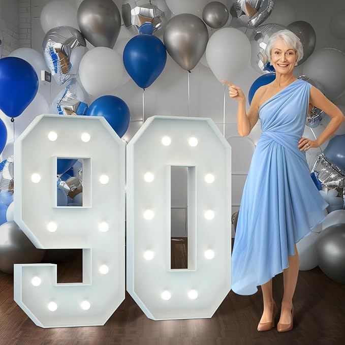 Marquee Numbers 4 Feet Tall Big Light Up Numbers 90th Birthday Decorations by Letsmakeitimpressive