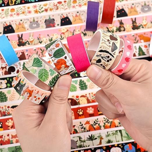 36 Rolls Animal Theme Washi Tape Set, Colorful Cute Adorable Animals Writable - Image 7