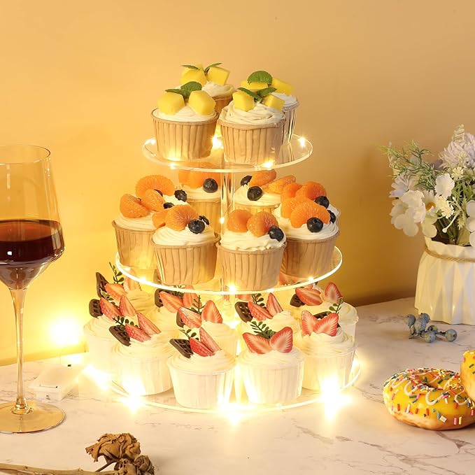 3 Tier Round Cupcake Stand Cupcake Holder, Acrylic Cupcake Tower - Image 3