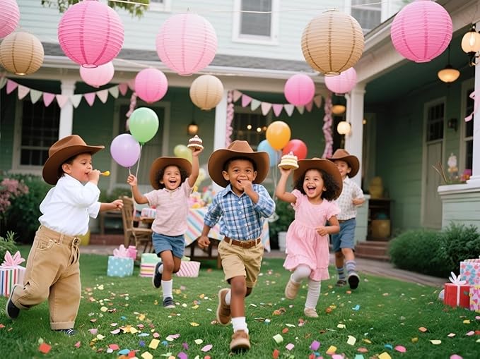 Pink Brown Paper Lanterns Decorative 12pcs Party Hanging Decorations - Image 3