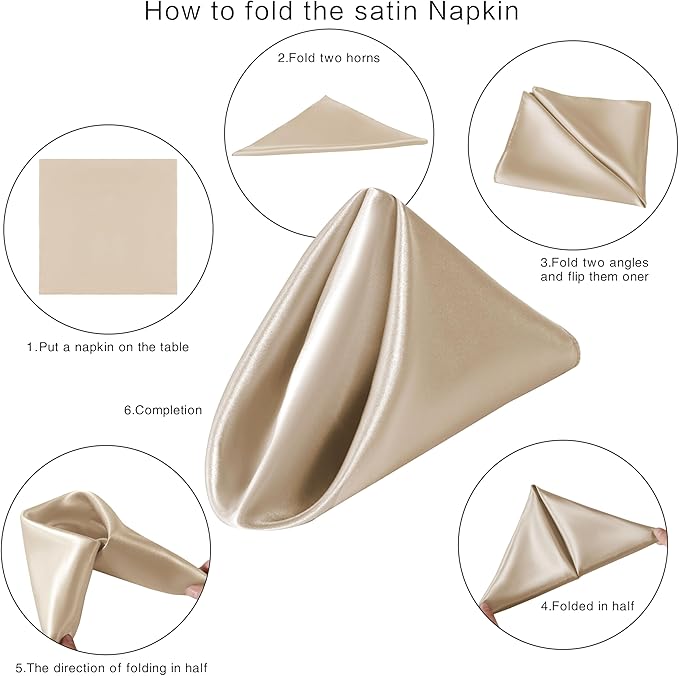 36 Pack Square Satin Dinner Napkins, 16x16 Inches Silky Soft Smooth Table Cloth - Image 7
