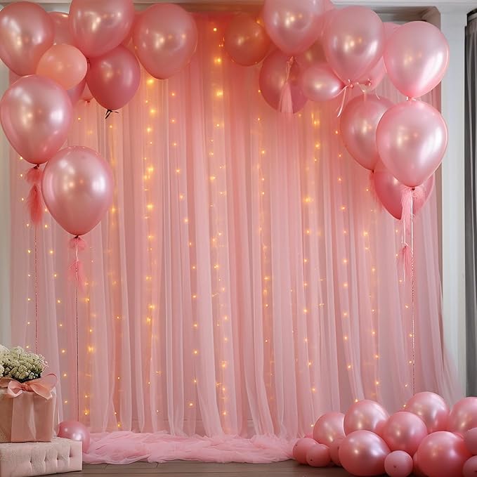 30×10ft Dusty Rose Tulle Backdrop Curtain - Image 2