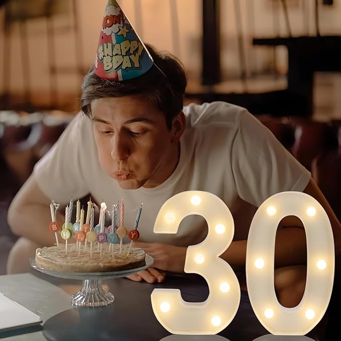 Decorative Led Light Up Numbers, 30th Birthday Decorations, Warm White Led - Image 4