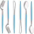 WELLIFE 144Pcs Blue Plastic Silverware, Heavy Duty Plastic Flatware by WELLIFE