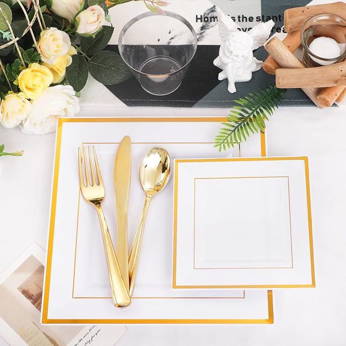 Festiva 176Pcs Gold Plates Disposable - Image 7
