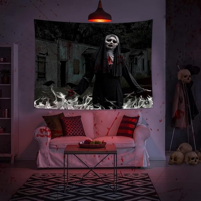 QGHOT Halloween Tapestry, Gothic Horror Movie Tapestry Wall Hanging Spooky by QGHOT