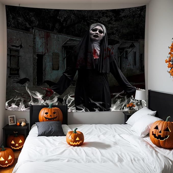 QGHOT Halloween Tapestry, Gothic Horror Movie Tapestry Wall Hanging Spooky - Image 2