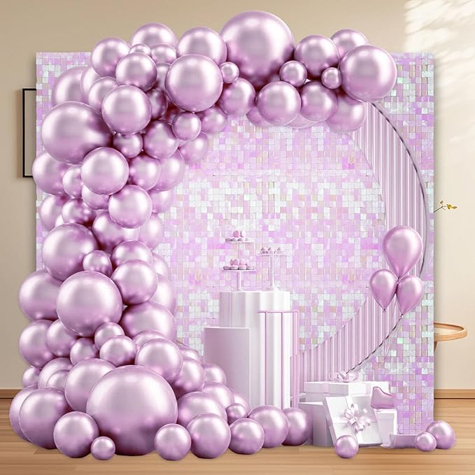 12PCS Colorful Light Pink Shimmer Wall Backdrop, Square Sequin Photo Backdrops - Image 5