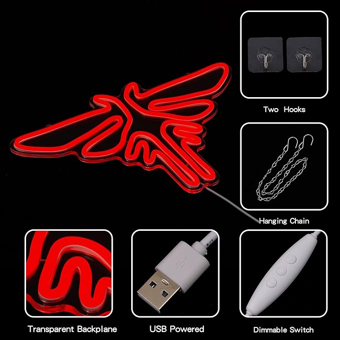 Moth Neon Sign Game Neon Light for wall Decor Red LED Neon Signs Animal Neon - Image 4