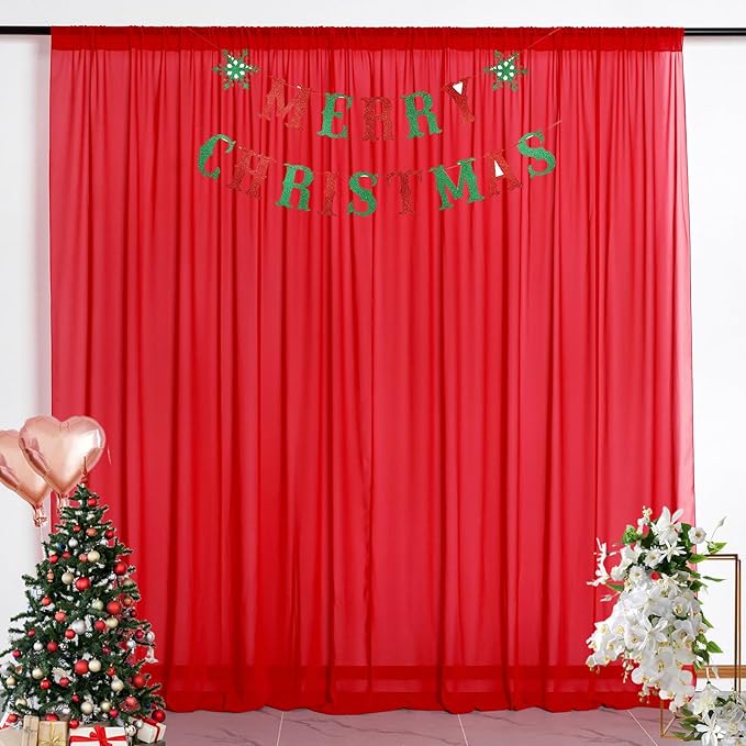 DUOBAO Red Chiffon Backdrop Curtain by DUOBAO
