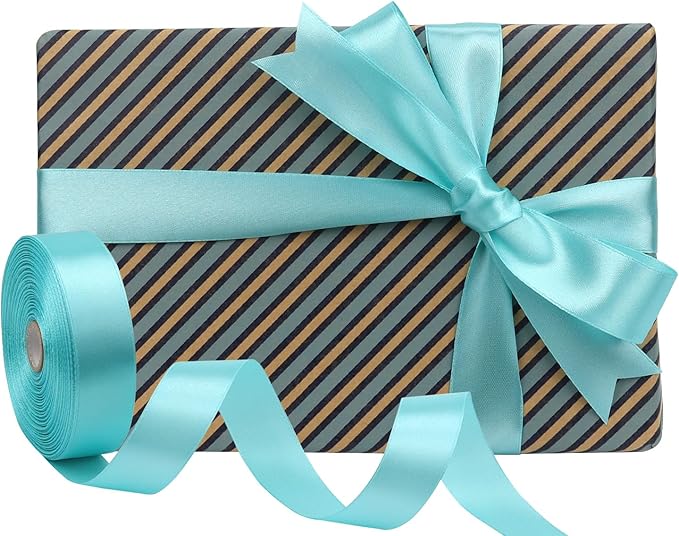Lake Blue Solid Satin Ribbon 1 Inch 50 Yards Solid Polyester Fabric Ribbon - Image 5