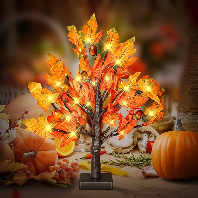 2 Pack 18 Inch Prelit Fall Maple Tree - Image 6