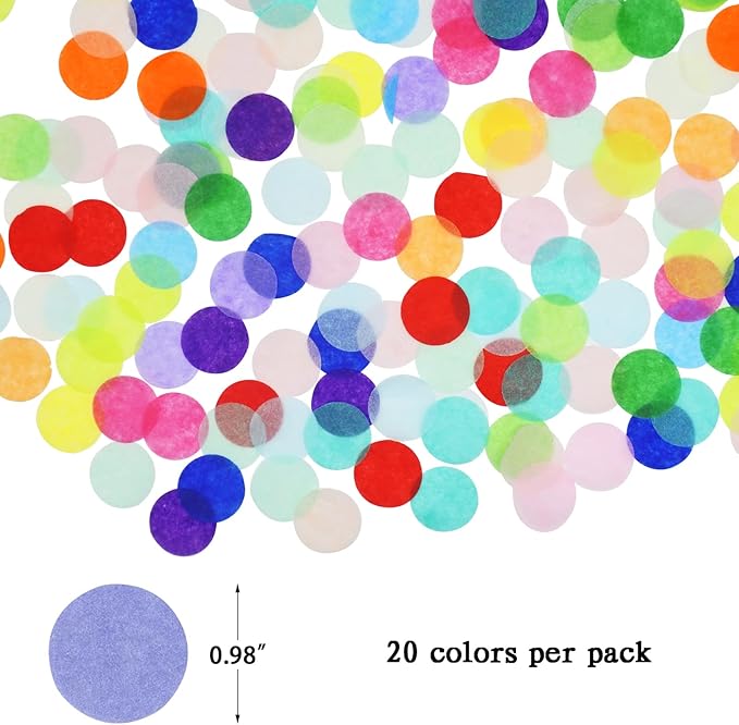 RYKOMO 10000 Pieces 1 Inch Round Tissue Paper Confetti, 3.5oz Multicolor Table - Image 3