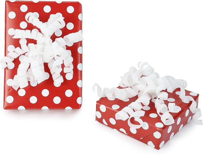 6" Metallic Glitter White Self Adhesive Curly Ribbon Gift Wrap Bows by LIZLOVESS
