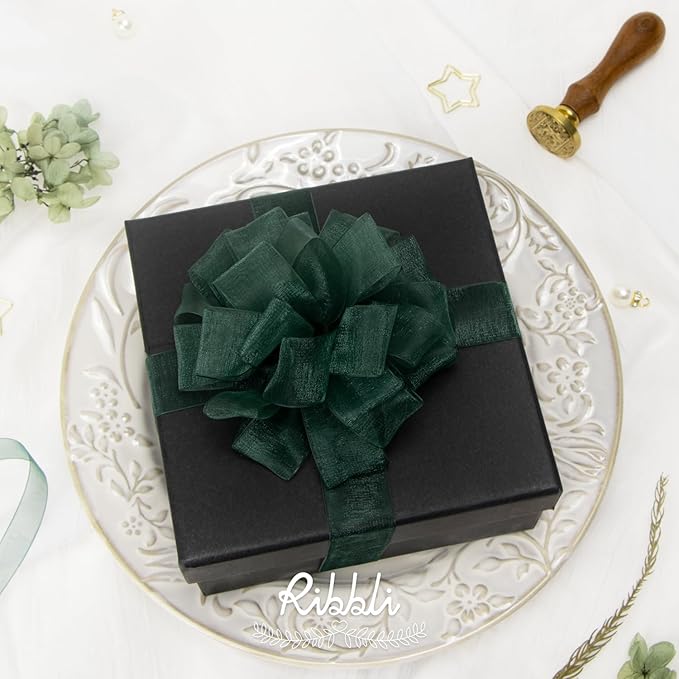 Ribbli Spruce Green Organza Ribbon, 1/2 Inches x Continuous 50 Yard, Cookie - Image 5