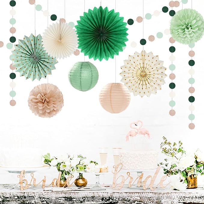 Olive-Sage Green Beige Champagne-Gold Party-Decorations - Image 4