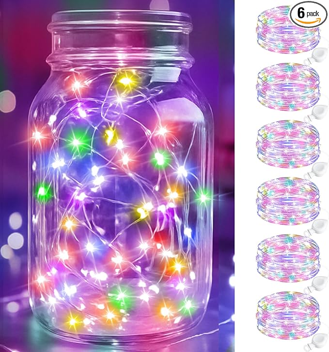 btfarm 6 Pack Fairy Lights Battery Operated, 7FT 20 LED Mini String Lights by btfarmdecorativelighting