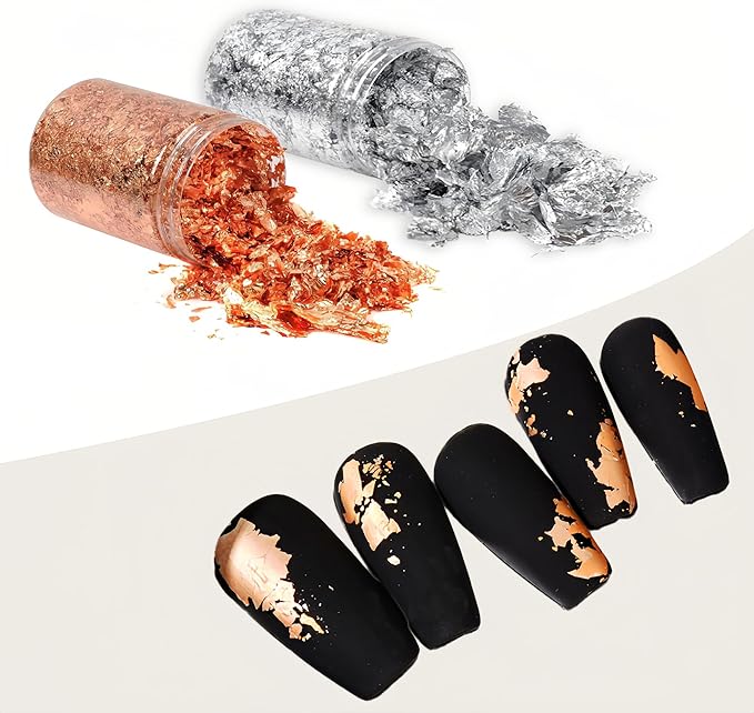 Gold Flakes for Resin, 2 Bottles 10g Imitation Golden Foil Gilding Flake - Image 2