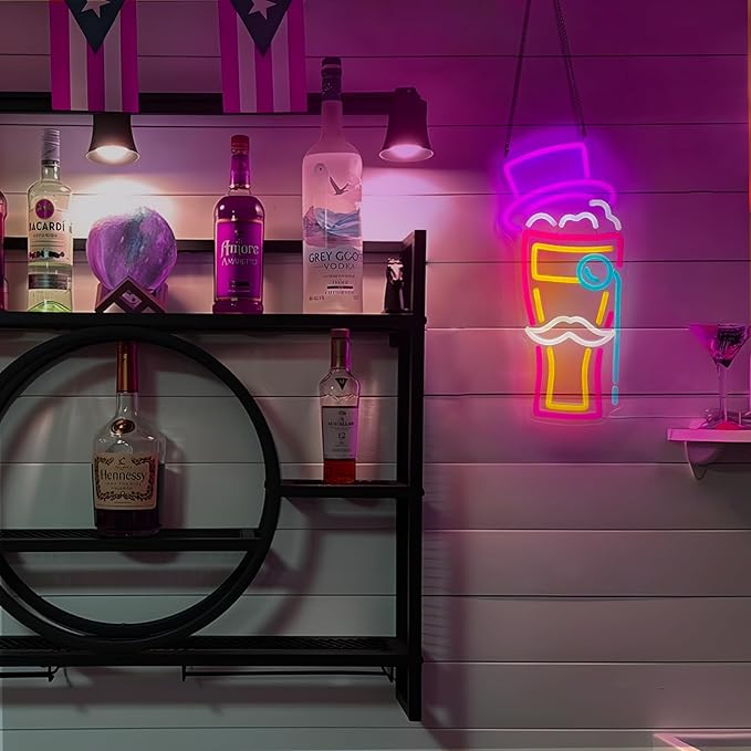 BEER Neon Sign for Wall Decor, Gentleman Neon Bar Signs for Home Bar Pub Party - Image 6