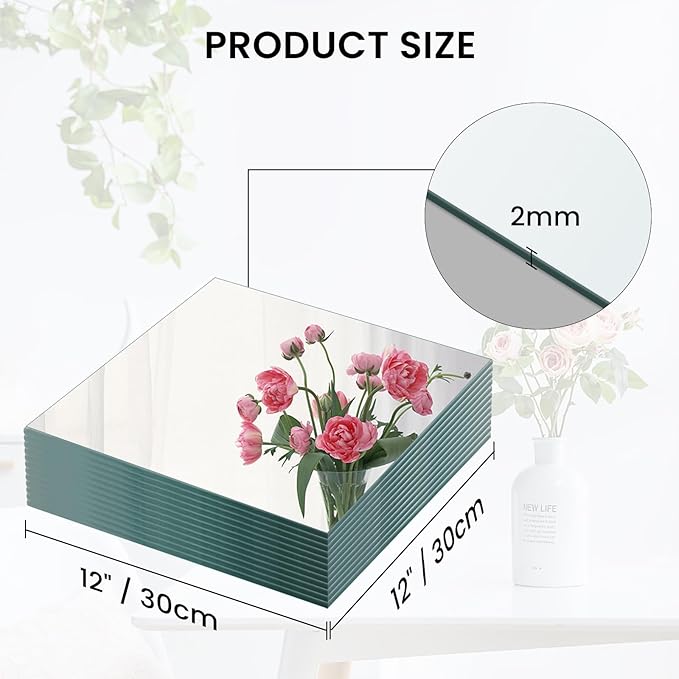 Square Glass Mirror Centerpieces, Glass Trays - Image 6