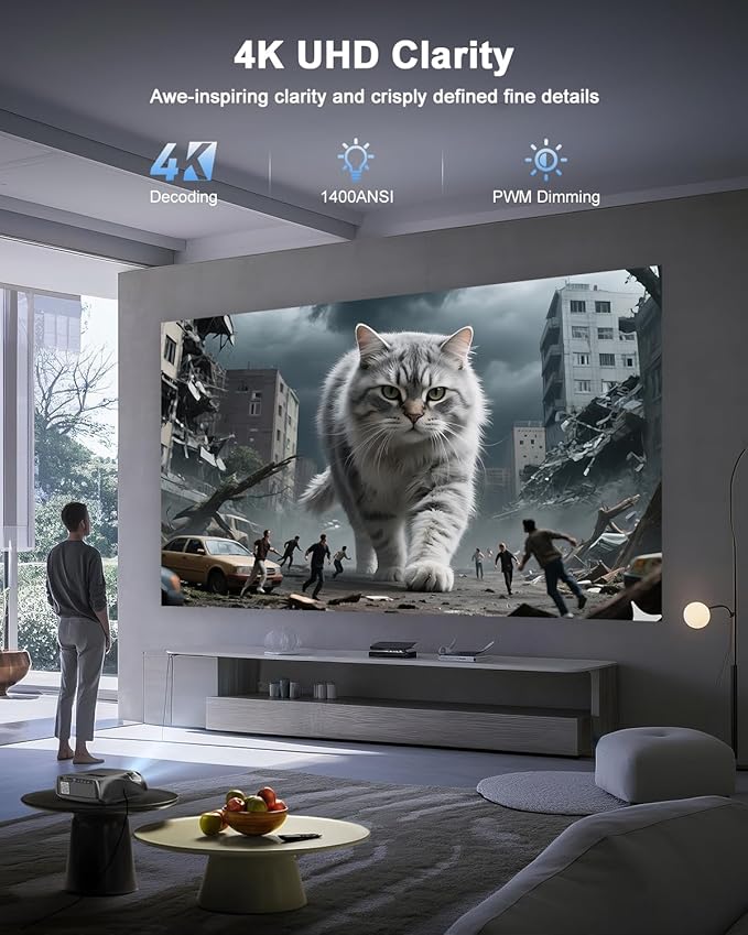 High Bright Projector 1800 ANSI Lumens, 4K Support, WiFi6 & Bluetooth, Smart - Image 2