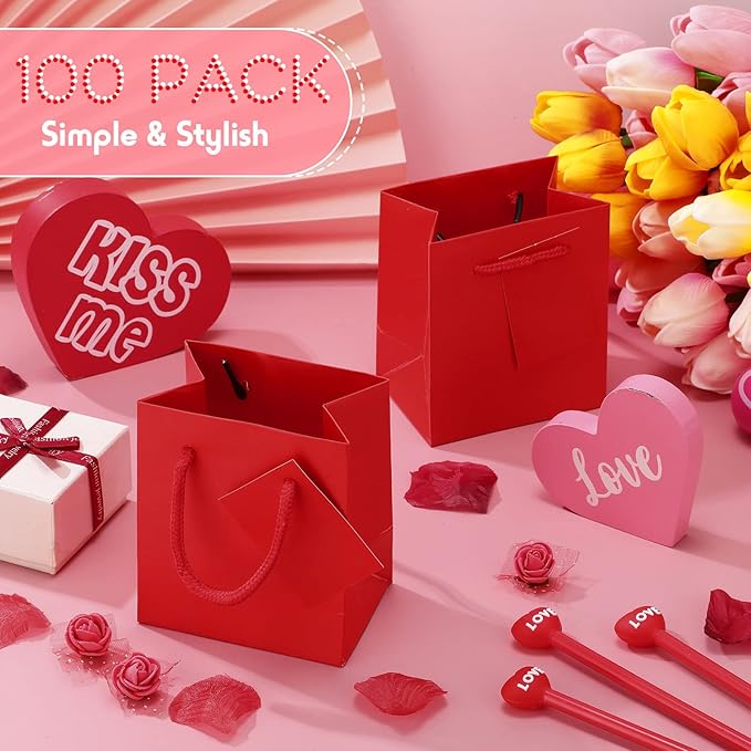 Sherr 100 Pack Mini Gift Bags Bulk, 4 x 2.75 x 4.5 Inches Paper Bags - Image 5