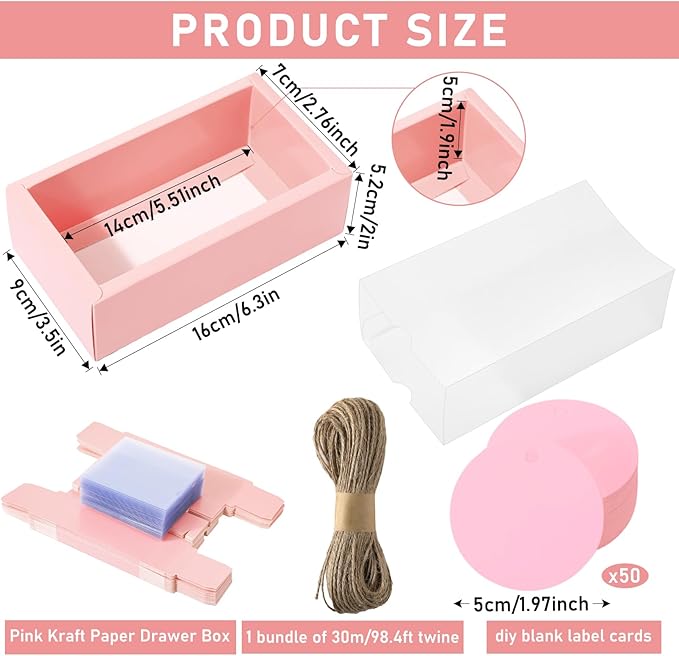Roowest 50 Sets Kraft Soap Boxes Rectangle Packaging Box - Image 2