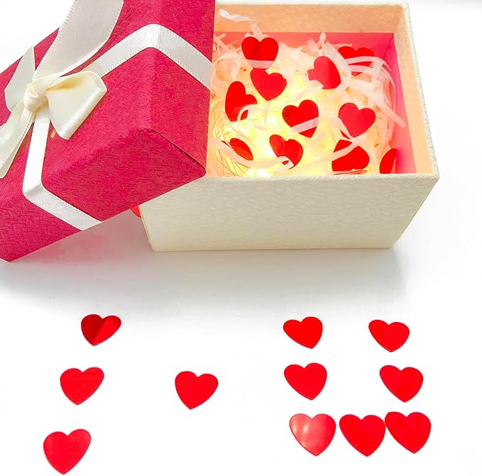 Heart Confetti Red Valentine's Day Table Confetti Metallic Foil - Image 6