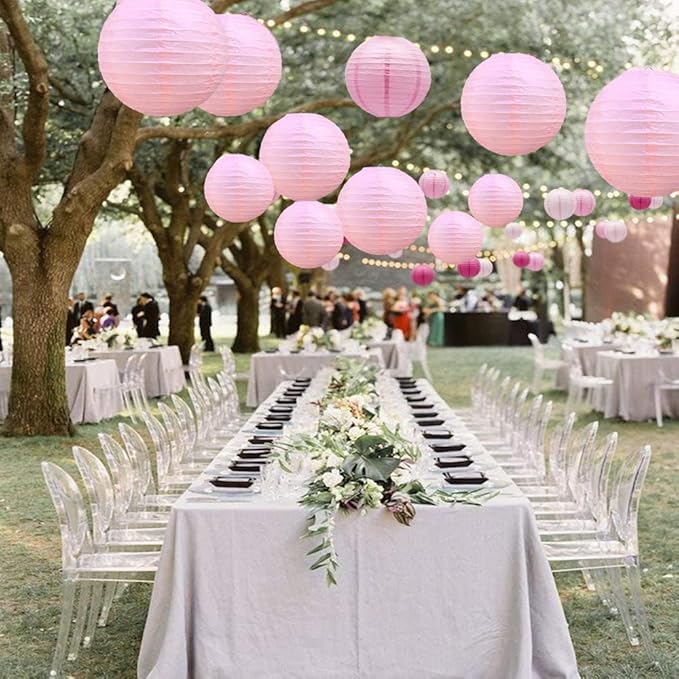 BEISHIDA Pink Round Paper Lanterns Hanging Decorative Chinese Paper Lanterns - Image 4
