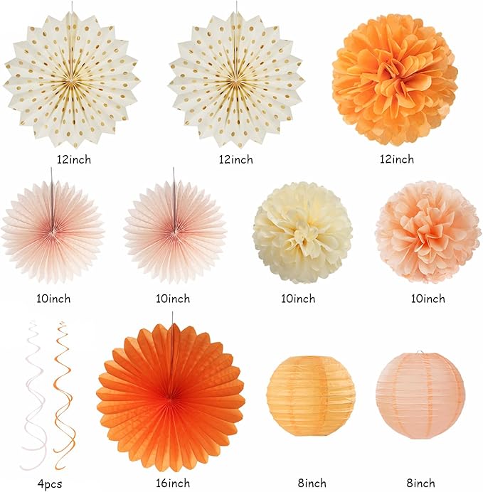 Orange-Beige Peach Fall-Boho Thanksgiving Party-Decorations - Image 2
