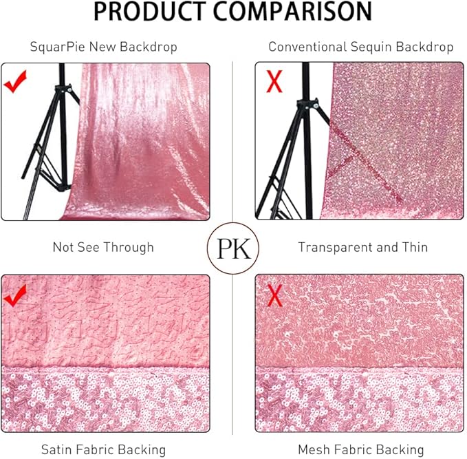 SquarePie Sequin Backdrop Less Transparent Background Sparkly Curtain - Image 3