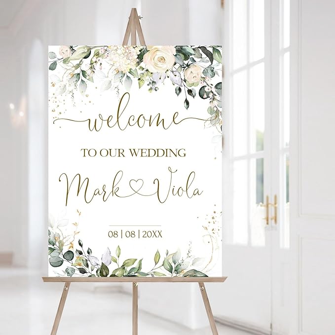 Personalized Wedding Welcome Sign, Flowers Wedding Welcome Sign, Wedding - Image 3