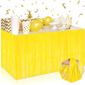 3 Pack 29 x108 Inch Macaron Yellow Foil Fringe Table Skirts Metallic Banner by Mebiornt