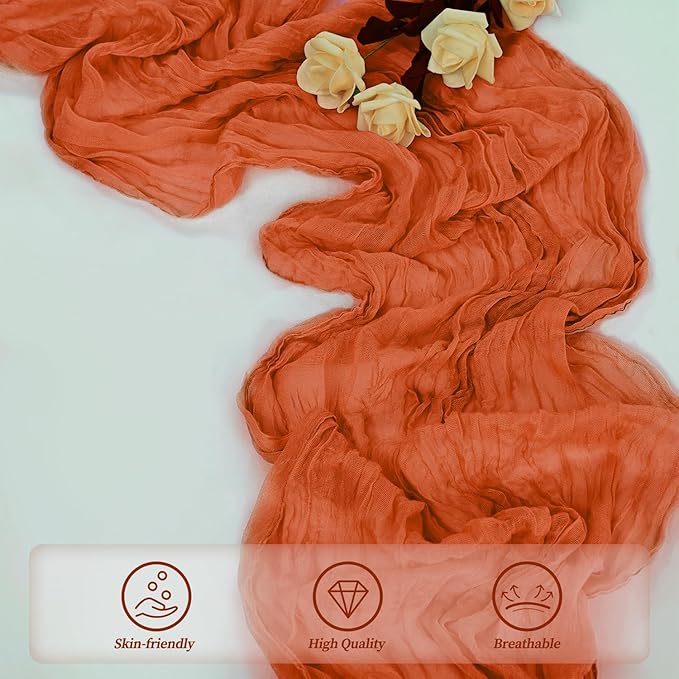 Orange Cheesecloth Table Runner 20 Pack 10FT Boho Fabric Rustic Cheese Cloth - Image 5