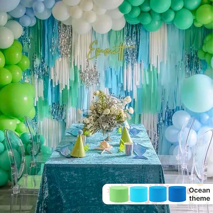 PartyWoo Blue Crepe Paper Streamers 4pcs 328ft Pack of Light Sky Blue Crepe - Image 2