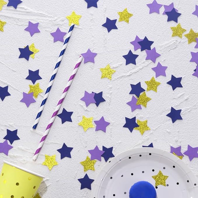 Purple Blue and Gold Star Confetti Table Decoration - Image 2