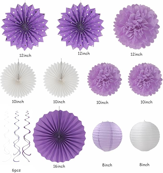 Purple-White Lavender Women-Girl Birthday Party-Decorations - Image 2