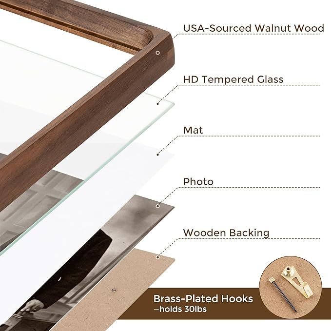 5x7 Wooden Picture Frames USA-Sourced Natural Walnut Wood Solid Wood Photo - Image 5