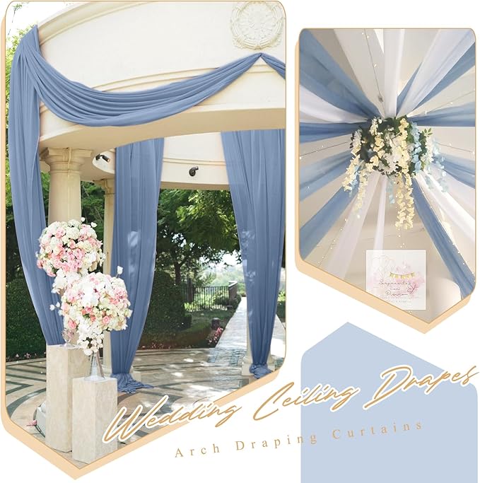 6 Panels Dusty Blue Ceiling Drapes - Image 4